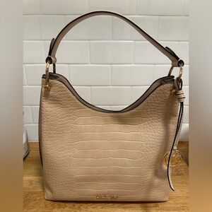 Michael Kors Beige Crocodile-Embossed Shoulder Bag